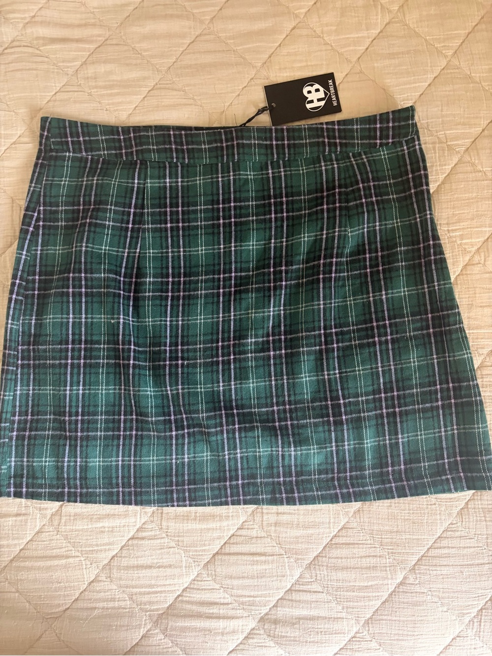 Heartbreak Green and Black Plaid Mini Skirt with Zipper 2X